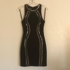 Bebe XS Black Sleeveless Studded Dress